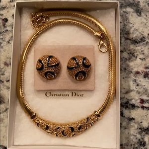 Christian Dior Clip-on earrings and necklace